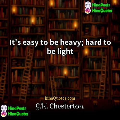 GK Chesterton Quotes | It's easy to be heavy; hard to